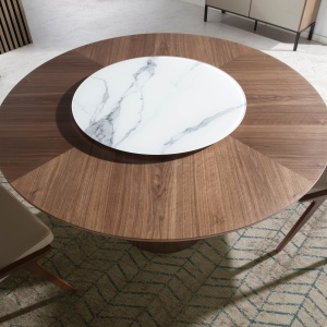 Masa dining cu blat central rotativ Veneer, 135cm AC-BRT1702-2 - Img 5