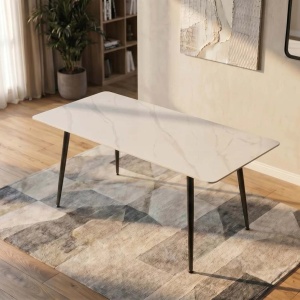 Masa dining cu blat ceramic Milano alb 140x80cm