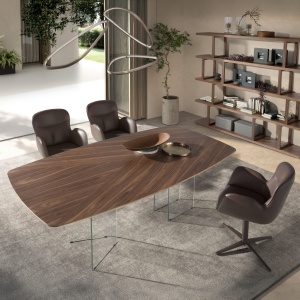 Masa dining design LUX Glass and Walnut 220x110cm - Img 4