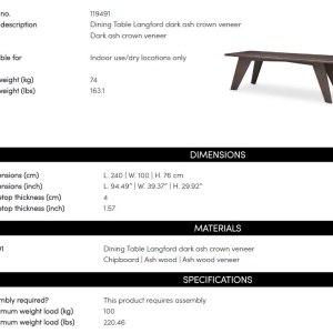 Masa dining design LUX Langford 240x100cm - Img 7