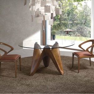 Masa dining design modern Walnut Round 140cm