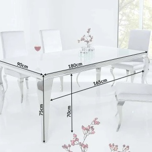 Masa Dining Eleganta, Sticla, Alb, Modern Barock 180cm - Img 3