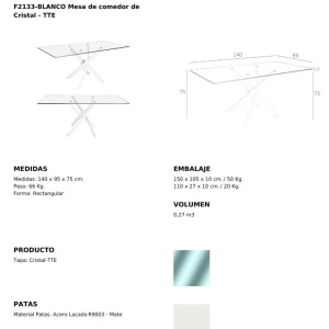 Masa dreptunghiulara design modern Veola alb, 140x95cm - Img 3