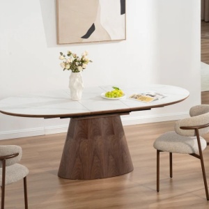 Masa extensibila, Ceramica Alba, Furnir nuc, UNIQUE 160-200cm - Img 3