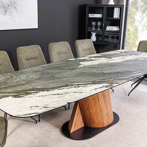 Masa extensibila ceramica gri taupe, furnir lemn de nuc ELEMENTS 180-260cm - Img 8