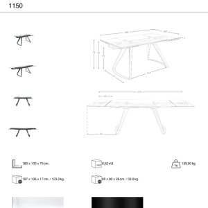 Masa extensibila deosebita design LUX Black Steel 180-270x100cm - Img 2