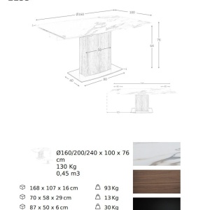 Masa extensibila deosebita design LUX Porcelain Marble 160-240cm - Img 3