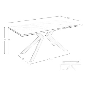 Masa extensibila deosebita design LUX Walnut-Marble 180-260x90cm - Img 11