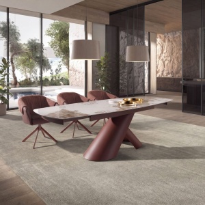 Masa extensibila design LUX Porcelain Marble 180-260x95cm - Img 4