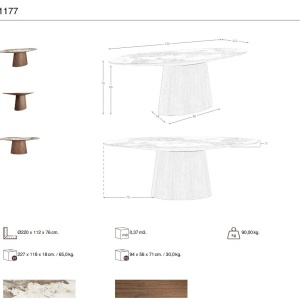 Masa ovala marmura portelanata Walnut 220x112cm - Img 8