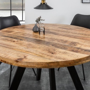 Masa rotunda design industrial Iron Craft mango natur, 120cm - Img 3