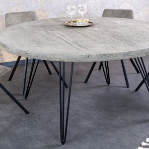 Masa rotunda design industrial vintage Scorpion 120cm Mango, gri - Img 4