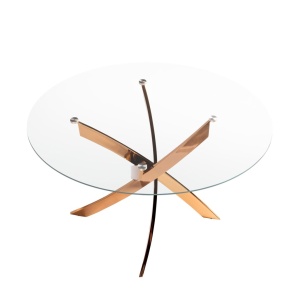 Masa rotunda design modern Veola auriu roze 140cm - Img 3