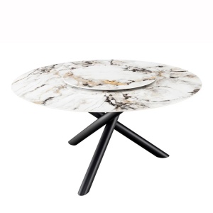Masa rotunda SPIN 150cm alb gri auriu