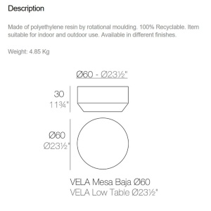 Masuta cafea de exterior / interior design ultra-modern premium D-60cm VELA - Img 3