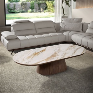 Masuta cu blat din marmura portelanata Walnut 160x80cm - Img 9