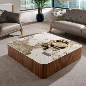 Masuta de cafea deosebita design LUX Walnut-Marble - Img 6