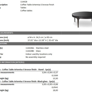 Masuta de cafea design LUX Artemisa S, bronz 114428 HZ - Img 4