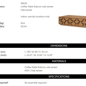 Masuta de cafea design LUX furnir de stejar Rubicon - Img 7
