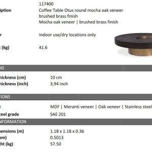 Masuta de cafea design LUX Table Otus round - Img 5