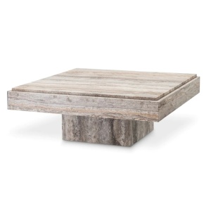 Masuta de Cafea Design LUX, Travertin, Silver, Sartoria, 83x83cm