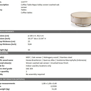 Masuta de cafea moderna design LUX Napa Valley stejar albit 114777 HZ - Img 7
