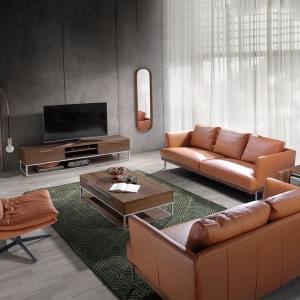 Masuta de cafea moderna design LUX Walnut and Chrome - Img 7