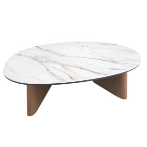 Masuta de cafea Porcelain Marble si lemn furniruit Walnut - Img 6