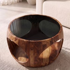 Masuta de cafea rotunda ORGANIC LOOP 60cm Sheesham - Img 4