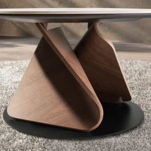 Masuta de cafea rotunda Porcelain Marble Walnut - Img 4