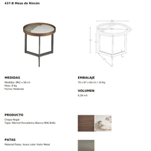 Masuta laterala deosebita design LUX Walnut-Marble - Img 5