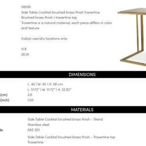 Masuta laterala design LUX cu blat din travertin Cocktail - Img 6