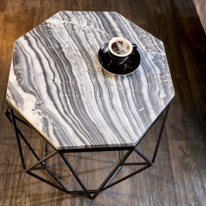 Masuta laterala design minimalist Diamond 50cm, marmura gri - Img 2