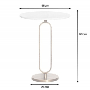 Masuta laterala din aluminiu si marmura Elegance 60cm auriu/ alb - Img 2