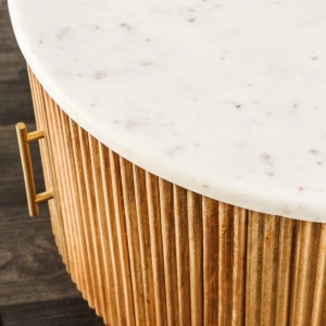 Masuta lemn de mango, marmura alba TRES CHIC 60cm - Img 3