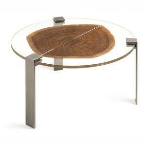 Masuta LUX design Glass-Wood FORESTA H-41cm, brass 7511926.70