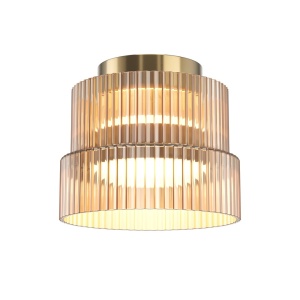 Mini Plafoniera LED cu sticla canelata Scala bronz