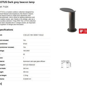 Mini Stalp LED exterior design modern decorativ IP65 LOTUS 71224 189488 universul-luminii.ro