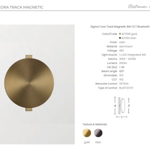 Modul magnetic Smart pentru sina magnetica SIGMA, CORA 8W CCT auriu - Img 4