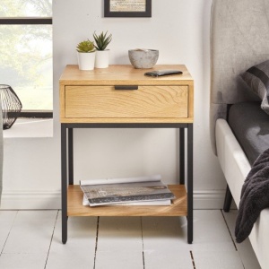 Noptiera design industrial Elements 40cm stejar - Img 5