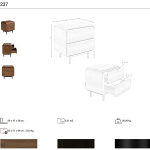 Noptiera design LUX cu sertare Walnut Veneer - Img 9