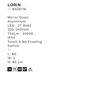 Oglinda cu iluminat LED pentru baie IP44 LORIN 60x85cm - Img 9