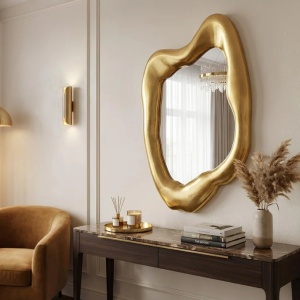 Oglinda de perete decorativa AURA 90cm auriu - Img 8