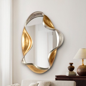 Oglinda de perete decorativa Loren auriu/ argintiu