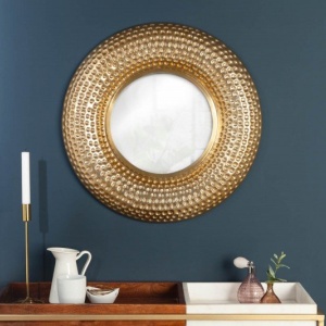 Oglinda de perete decorativa Orient rund 60cm, auriu - Img 5