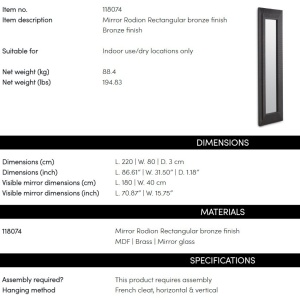 Oglinda decorativa design LUX Rodion Rectangular 220x80cm - Img 4