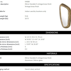 Oglinda decorativa design LUX Sandals S, alama antic - Img 5