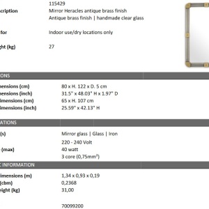 Oglinda decorativa LUX Heracles, alama antica 80x122cm 115429 HZ - Img 4