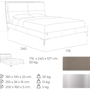 Pat dublu tapitat, design LUX Althea, 160x200cm - Img 6