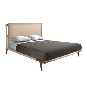 Pat dublu tapitat design LUX din lemn si piele sintetica Mink 180x200cm
